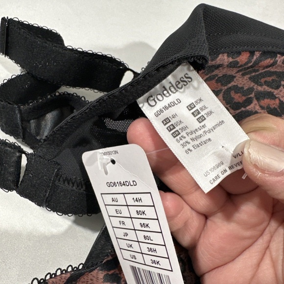 NWT $54 Goddess [ 36K US ] Kayla Full Figure Underwire Bra in Dark‎ Leopard - Picture 10 of 12